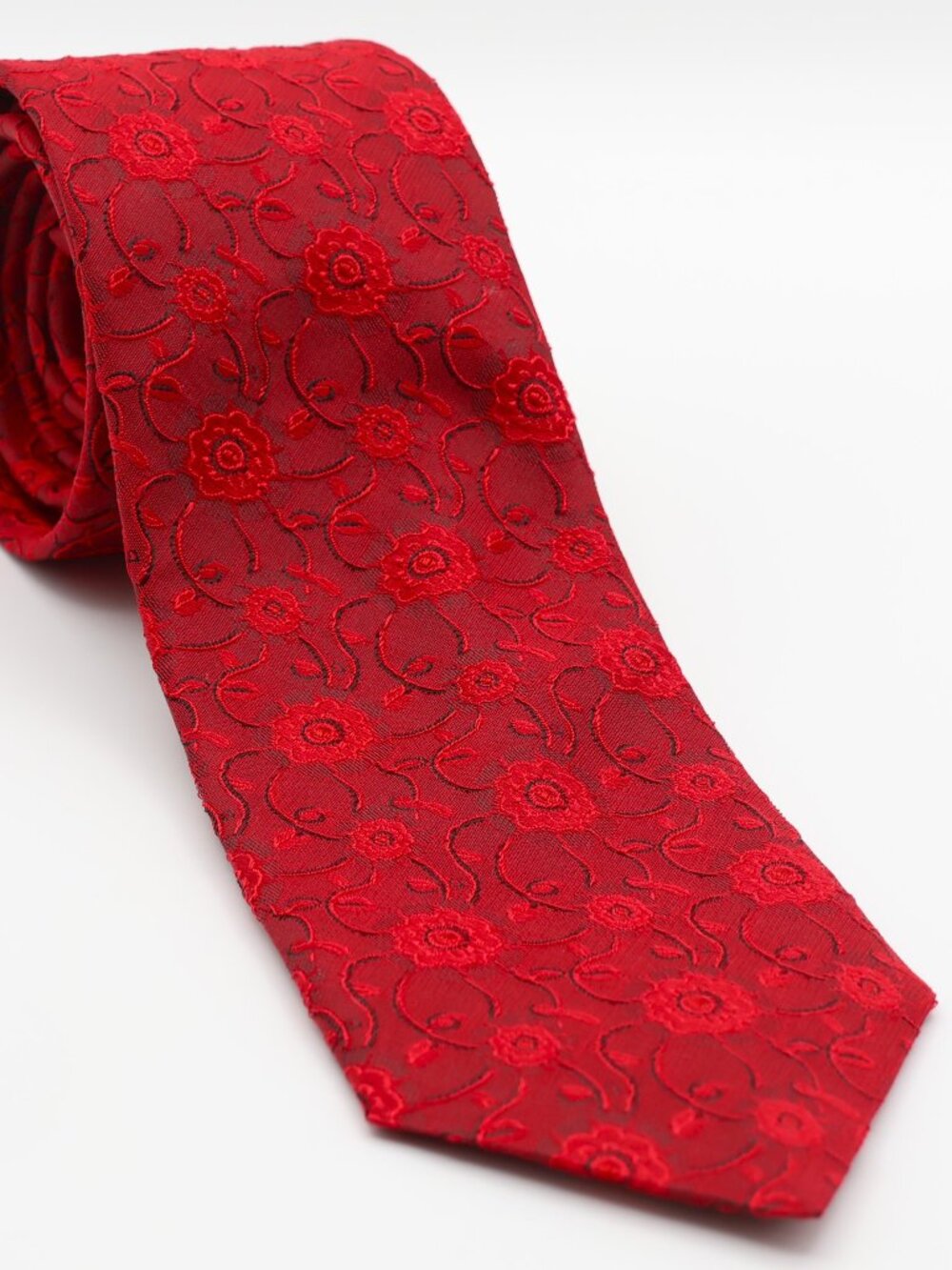 Serica Red Floral Tie 100% Silk Made in Italy Luxury Designer Necktie